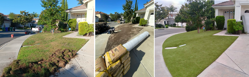 Laying down sod for a residential home