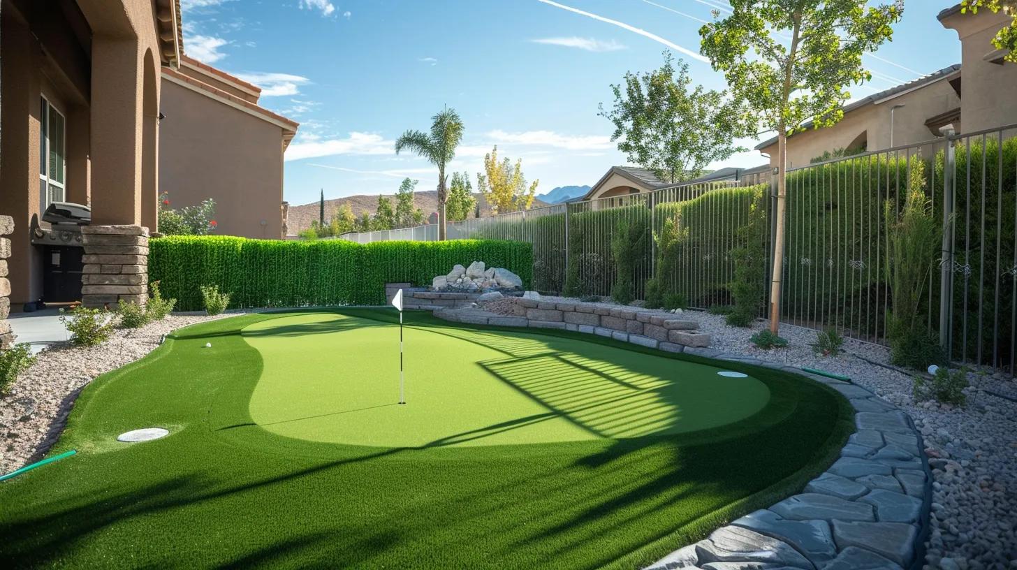 Artificial putting green in back yard